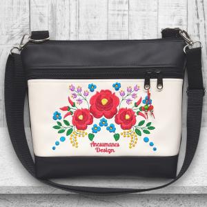 Bella crossbody oldaltáska 28x24cm - Hímzett Kalocsai virágos Hungarian Folkart08