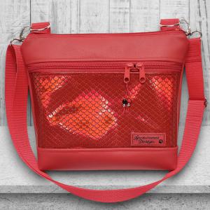 Bella crossbody oldaltáska 28x24cm - Piros sellőhologramos