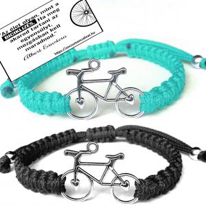 Biciklis kabala makramé páros karkötő szett fekete türkíz