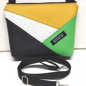 ColorBlock talpas válltáska oldaltáska övtáska  / fekete fehér napsárga zöld