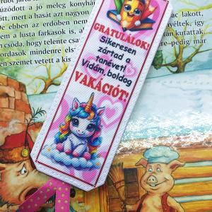 Designer könyvjelző gyerekeknek tanév vége vakáció ajándék - Unikornis