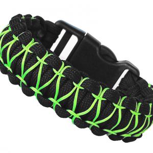 Designer túlélő paracord karkötő biztonsági csattal COBRA XX-STITCH  fekete neonzöld (csuklóméret: 18-19cm)