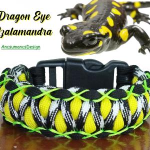 Designer túlélő paracord karkötő  biztonsági csattal DRAGON EYE STITCH SALAMANDER (csuklóméret 18-18,5cm)