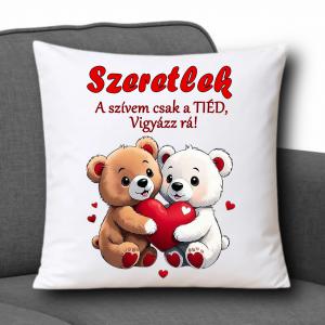 Díszpárna 35x35cm - Szeretlek 001 A szívem csak a tiéd...