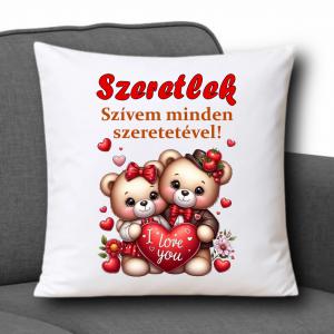Díszpárna 35x35cm - Szeretlek 002 Szívem minden szeretetével