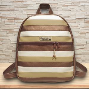 DORINA-L LINEAR hátizsák - Bronz drapp pezsgő kombináció textilbőr pántokkal  33x27x10