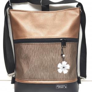 Egyke virágos bronz fekete 3in1 női hátizsák divattáska oldaltáska