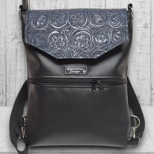 Elegáns 3D platina virágos fedélrészes 3in1 hátizsák univerzális táska