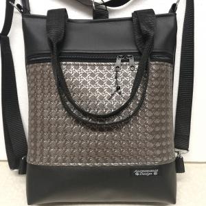 Elegáns 4in1 textilbőr hátizsák univerzális táska platina 3D bőrrel