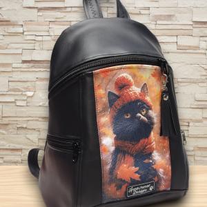 Fázós cica MAXIM BackPack L hátizsák textilbőr pántokkal 36x30x16