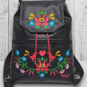 Fedélrészes zsinóros 3in1 hátizsák univerzális táska - Hímzett Hungarian Folkart23