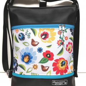 Folk virágok kis türkizzel 3in1 női hátizsák univerzális táska