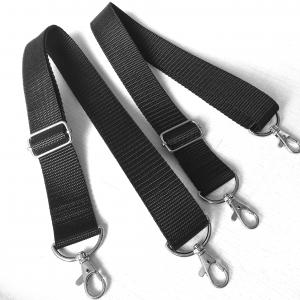 Heveder táskafül szett hátizsákhoz-állítható méretű fekete karabineres 3cm (m393)