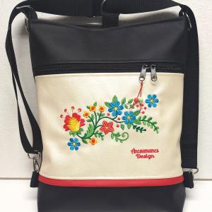 Hímzett 3in1 hátizsák univerzális táska fekete pezsgő Hungarian Folkart19