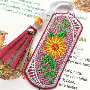 Hímzett könyvjelző bojttal- napraforgó AP003