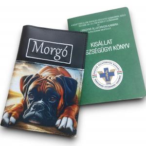 Hímzett neves kisállat egészségügyi könyv borító - Boxer