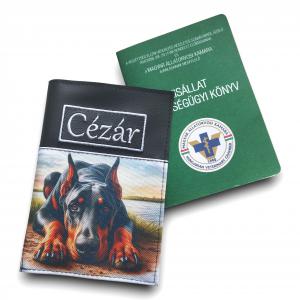 Hímzett neves kisállat egészségügyi könyv borító - Dobermann