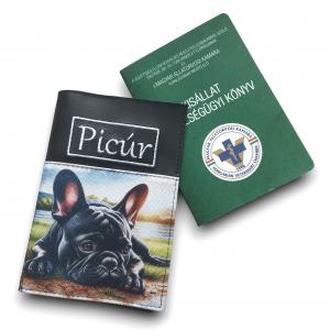 Hímzett neves kisállat egészségügyi könyv borító - Francia Bulldog