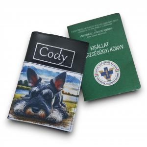 Hímzett neves kisállat egészségügyi könyv borító - Schnauzer