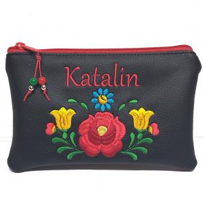 Hímzett névreszóló neves kalocsai virágos pénztárca neszi Hungarian Folkart05