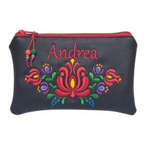 Hímzett névreszóló neves népi motívumos pénztárca neszi Hungarian Folkart28 Matyó