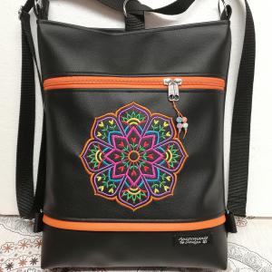 Hímzett tulipán mandalás 3in1 hátizsák univerzális táska narancs