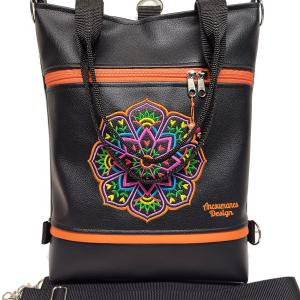 Hímzett tulipán mandalás 4in1 hátizsák univerzális táska narancs