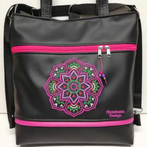 Hímzett tulipán mandalás 4in1 nagy csini univerzális táska hátizsák pink domináns