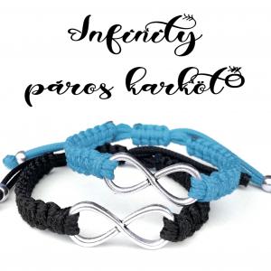 INFINITY BLACK-BLUE  végtelen kabala makramé páros karkötő szett