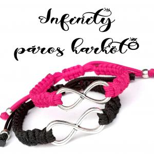 INFINITY BLACK-PINK  végtelen kabala makramé páros karkötő szett