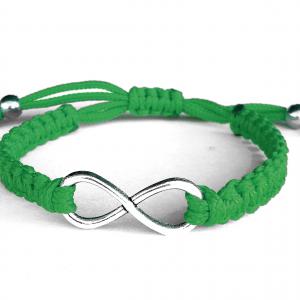 INFINITY GREEN védelmező zöld kabala makramé végtelen karkötő