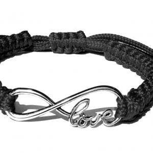 INFINITY LOVE BLACK végtelen kabala makramé karkötő fekete