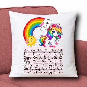 Játékos tanulás ABC mintás  Díszpárna 35x35cm - Unikornis001