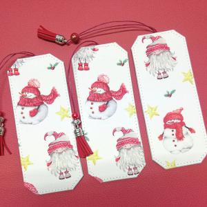 Karácsonyi manós hóemberes bojtfityegős könyvjelző