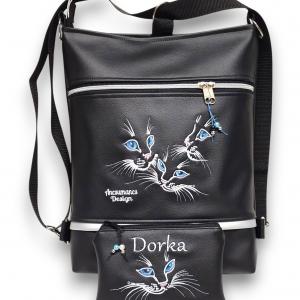 Kékszemű cicák 3in1 női hátizsák oldaltáska neves pénztárcával