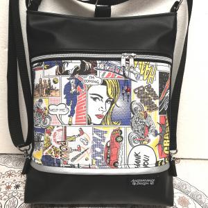 Képregényes 3in1 hátizsák pakolós rohangálós táska ezüst cipzárral