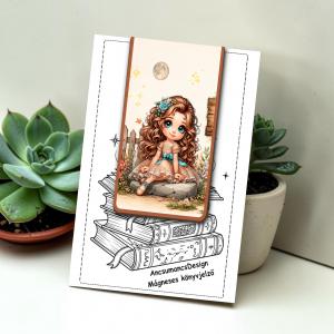Kézműves mágneses könyvjelző 9,5x5cm - Fantasy Girl 01