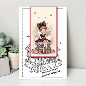 Kézműves mágneses könyvjelző 9,5x5cm - Fantasy Girl 02