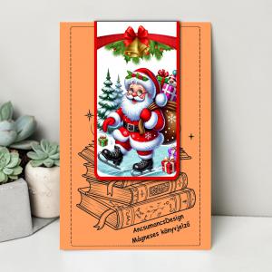 Kézműves mágneses könyvjelző 9,5x5cm - Karácsony 05 Mikulás