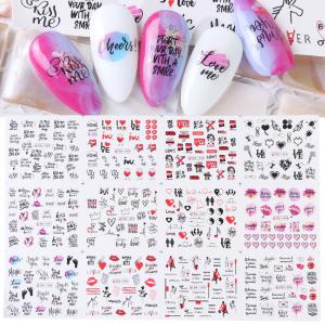 Körömépítés - Körömdíszítő matrica 12darab/szett BN1489-BN1500 LOVE szett