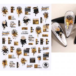 Körömépítés - Körömdíszítő matrica 3D arany fekete CJ033