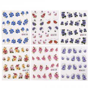 Körömépítés - Körömdíszítő matrica  6darab/szett Gyönyörű virágok001