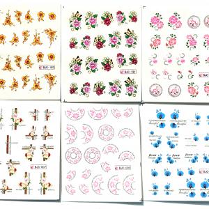 Körömépítés - Körömdíszítő matrica  6darab/szett Gyönyörű virágok004