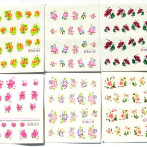 Körömépítés - Körömdíszítő matrica  6darab/szett Gyönyörű virágok005