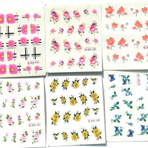 Körömépítés - Körömdíszítő matrica  6darab/szett Gyönyörű virágok006