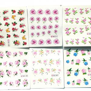 Körömépítés - Körömdíszítő matrica  6darab/szett Gyönyörű virágok007