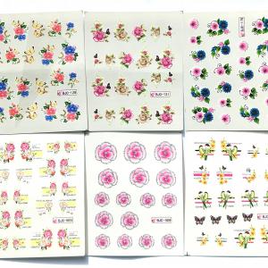 Körömépítés - Körömdíszítő matrica  6darab/szett Gyönyörű virágok008