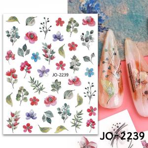 Körömépítés - Körömdíszítő matrica  virágok ezüst csillogással JO2239