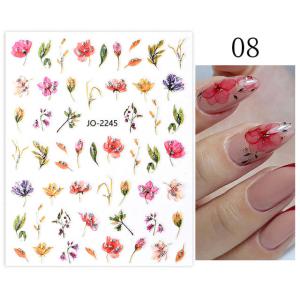 Körömépítés - Körömdíszítő matrica  virágok ezüst csillogással JO2245