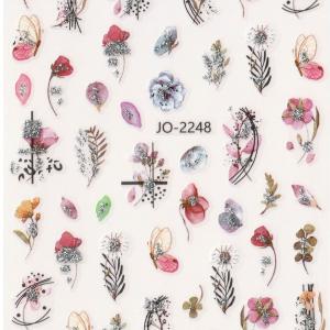 Körömépítés - Körömdíszítő matrica  virágok ezüst csillogással JO2248